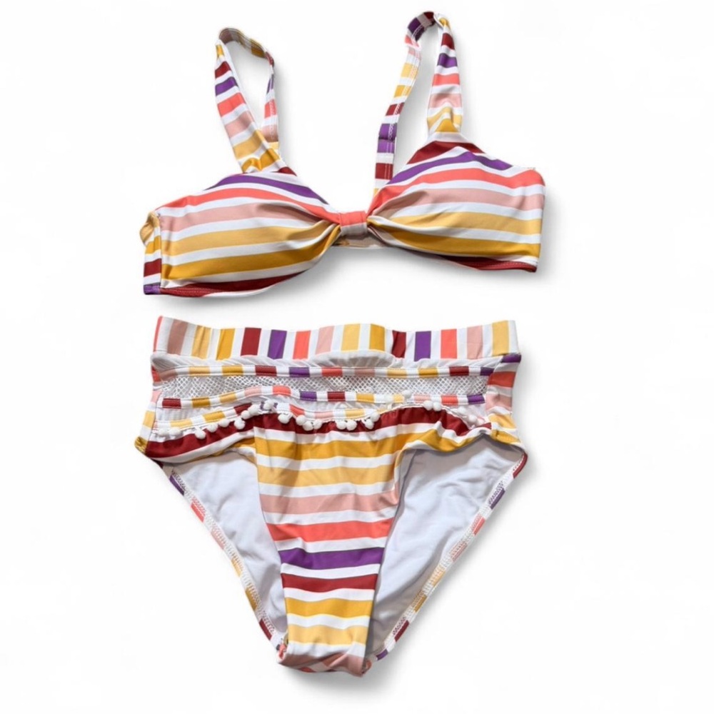 ‎Colorful Pom Pom High Waist Bikini